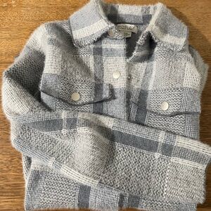 Rachel Zoe Light Gray Plaid Knit Jacket Size XS